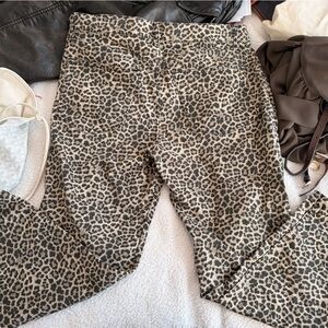 Zara Leopard Print mid-Rise Jeans — Taupe & Black